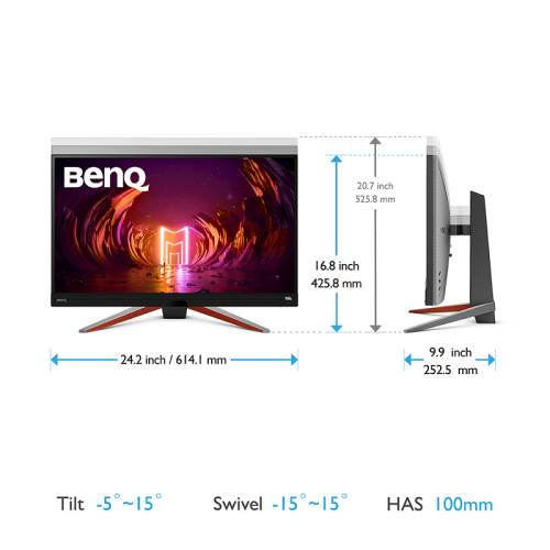 Benq EX2710S 27'', 1920x1080, IPS,  165Hz, 1200:1, 400cd, 1ms, 2*HDMI, DP; 2*USB 3.0; Speakers, Height adj 100, Flicker-free;Low Blue Light, 3Y, Grey