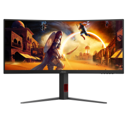 AOC CU34G4 34'', Curved, 3440x1440, VA, 180hz, 80M:1, 300cd, 0.5ms, 2xHDMI 2.0, DP 1.4, H. adj 130mm, pivot, VESA, 3Y, Black/redIPS, 75Hz, 20M:1, 250cd, 4ms, HDMI 1.4, DisplayPort 1.2, VESA, 3Y, White/Silver
