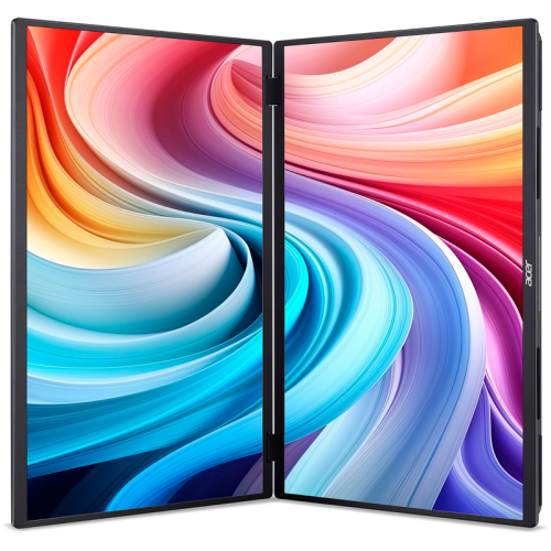 Монитор/ ACER PD193QEbmiuux 18,5'', Double Portable monitor, UltraThin Black, 16:9, IPS, 1920x1080, 4ms, 250cd, 100Hz, 1xHDMI + 2xType-C(15W) + SPK + Audio Out, Speakers 2Wx2, sync: FreeSync, Vesa:100x100