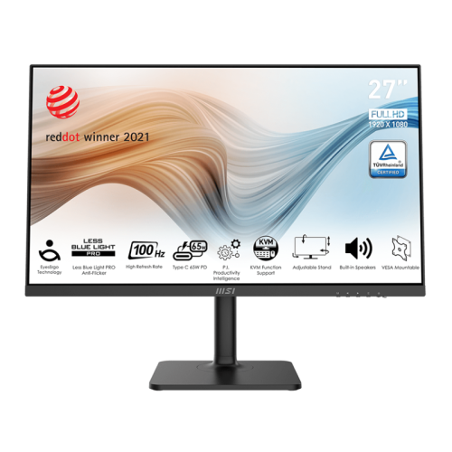 Монитор/ Монитор Modern MD272XP 27'' 1920x1080, IPS, 178/178, 4мс, 300nit, 100HZ, DP/HDMI, 1xUSB-C, 2xUSBA, 1xUSB-BUSB, Audio, LTSP, Black-Black, 1y