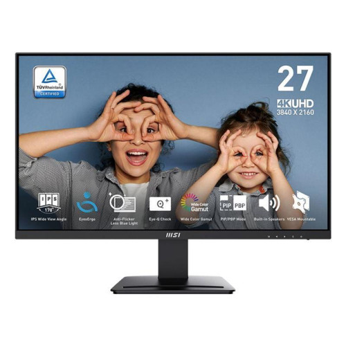 Монитор/ MSI PRO MP273U 27'' 3840x2160, IPS, 178/178, 4мс, 300nit, 1000:1, 60Hz, DP/2HDMI, Audio, T, Black