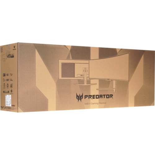 Монитор Acer Predator 49'' X49Vbmiiphuzx 1800R, 32:9, QD-OLED, DQHD, 0,03ms, 250cd, 144Hz, HDMI, DP, USB, USB-C, SPK, HAS
