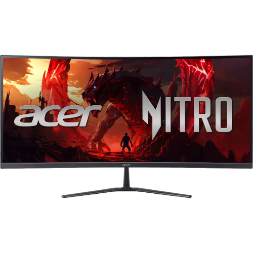 Монитор/ ACER Nitro ED340CURW0biip 34'', ZeroFrame, Curved 1500R, Black, 21:9, VA, 3440x1440, 1 (VRB)ms, 250cd, 240Hz, 2xHDMI(2.1) + 1xDP(1.4), sync: FreeSync Premium, hdr: HDR 10 Vesa:100x100