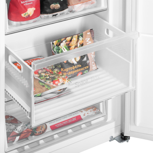 Морозильная камера MAUNFELD MFFR185W  с инвертором  NoFrost, сенсорное управление, LED освещение, перенавешиваемые двери, дисплей, звуковая индикация при открытых дверях, энергоэффективность А++, уровень шума 40 дБ, цвет белый