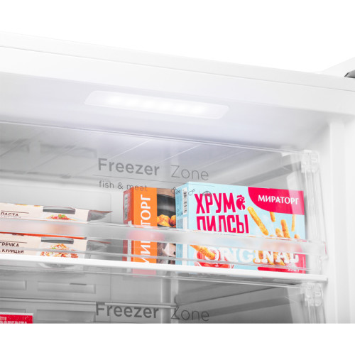 Морозильная камера MAUNFELD MFFR185W  с инвертором  NoFrost, сенсорное управление, LED освещение, перенавешиваемые двери, дисплей, звуковая индикация при открытых дверях, энергоэффективность А++, уровень шума 40 дБ, цвет белый