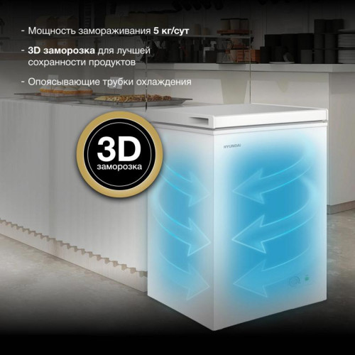 Морозильный ларь Hyundai CH10031 белый 70Вт