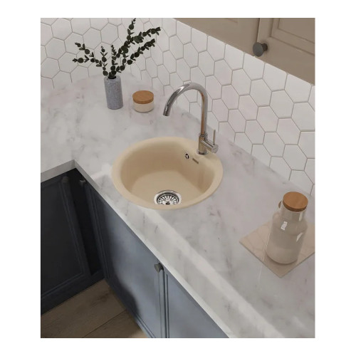435 beige 1 чаша 368*332*160 мм, монтаж: врезной, материал: мрамор, цвет бежевый