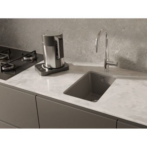 RIVELATO Мойка BERKANA 25 1-чаш 305*455, монтаж: универсальный, материал: кварц, цвет: серый металлик
