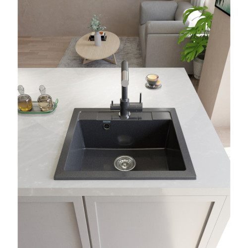Q-561 black 1 чаша 485*357*190, монтаж: врезной, материал: мрамор, цвет черный