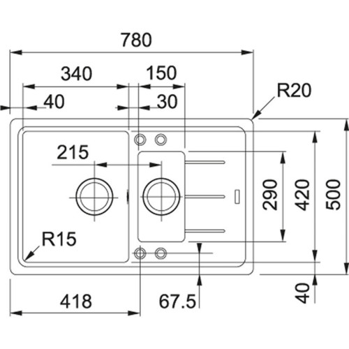 Мойка Franke 114.0313.263/ Best, Серия BASIS, Fragranite, Мойка BFG 651-78 миндаль стоп.