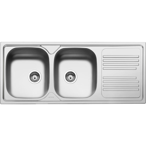 Кухонная мойка SMEG/ Мойка. Установка с бортиком 8 мм, необорачиваемая, крыло справа, нержавеющая сталь матовая