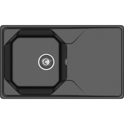 U-840L black 1-чаша+крыло 840*500 мм, монтаж: врезной, материал: мрамор, цвет: черный