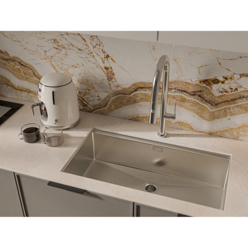 Rivelato Rinox 8044 UN Мойка нерж.сталь 1 чаши 800*440*200 в комплекте (доска, коландер, рол мат), монтаж: универсальный, материал: нержавеющая сталь, цвет: нержавеющая сталь