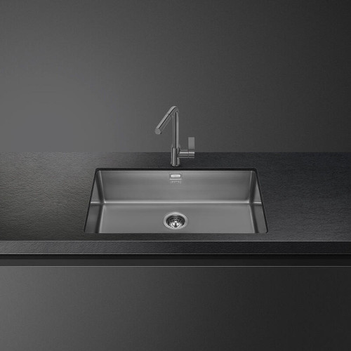Мойка Smeg/ Мойка Smeg, штампованная, из нержавеющей стали, серия Mira, под столешницу, 71 см, толщина чаши 1 мм, цвет темная нержавеющая сталь