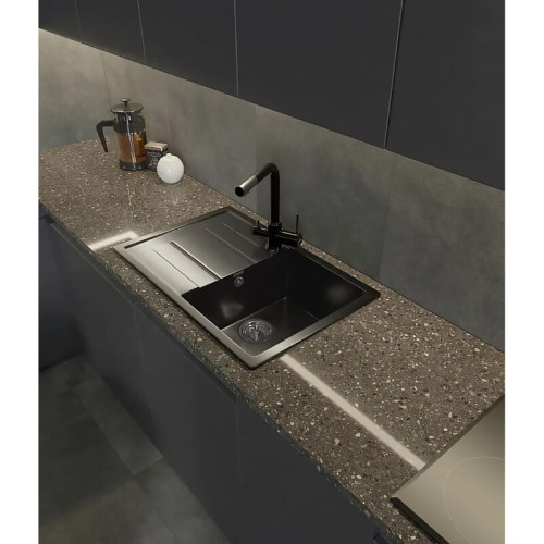 Q-780L black 1-чаша+крыло 770*495 мм, монтаж: врезной, материал: мрамор, цвет: черный Q-780L black 1-чаша+крыло 770*495 мм, монтаж: врезной, материал: мрамор, цвет: черный