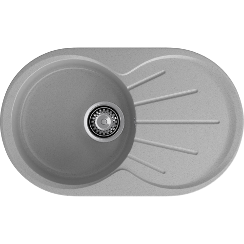 R-750L gray 1-чаша+крыло 746*455 мм, монтаж: врезной, материал: мрамор, цвет: серый