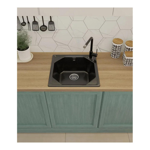 U-500 black 1 чаша 435*435*200, монтаж: врезной, материал: мрамор, цвет черный