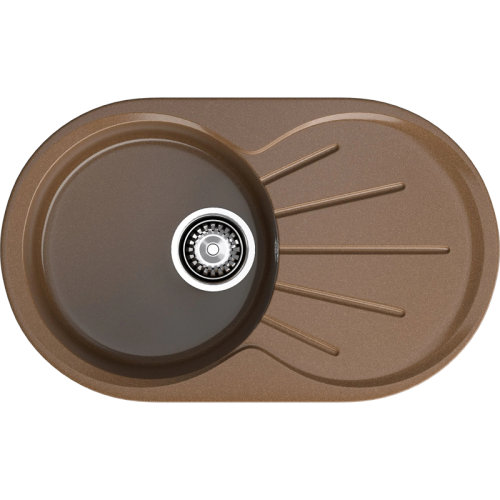 R-750L terracotta 1-чаша+крыло 746*455 мм, монтаж: врезной, материал: мрамор, цвет: терракот