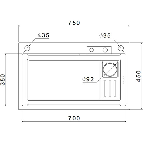 7545 PVD graphite 1 чаша 700*350 цвет: графит