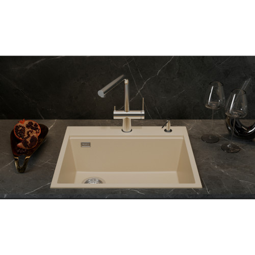 RIVELATO Мойка TESORO, 1-чаша, общий размер 600*510 мм, монтаж: врезной, материал: Terigranit, цвет: темно-бежевый
