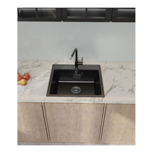 V-580 black 1 чаша 520*380*200, монтаж: врезной, материал: мрамор, цвет черный