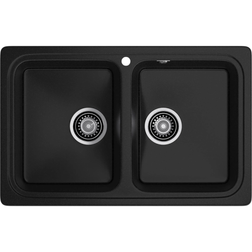 S-780K black 2-чаши 786*500 мм, монтаж: врезной, материал: мрамор, цвет черный