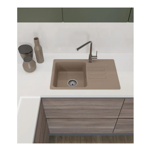 680 L sandy 1-чаша+крыло 681*433 мм, монтаж: врезной, материал: мрамор, цвет: песочный