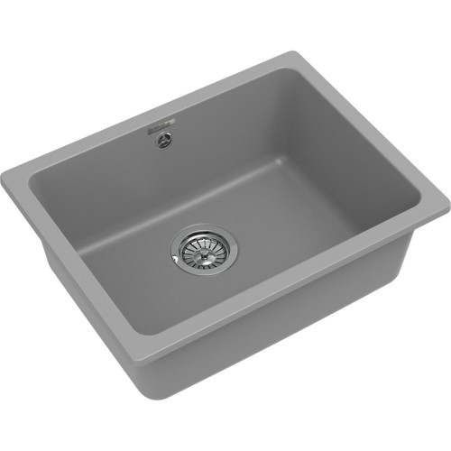 RIVELATO Мойка BERKANA 50 1-чаш 560*430, монтаж: универсальный, материал: кварц, цвет: серый металлик