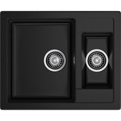 Q-610K black 2-чаши 610*500 мм, монтаж: врезной, материал: мрамор, цвет черный