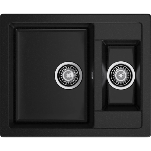 Q-610K black 2-чаши 610*500 мм, монтаж: врезной, материал: мрамор, цвет черный