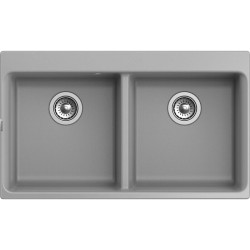 RIVELATO Мойка AXEL 90-2D  2-чаши 870*520мм, монтаж: врезной, материал: кварц, цвет: серый металлик