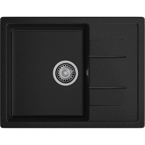Q-650L black 1-чаша+крыло 650*500 мм, монтаж: врезной, материал: мрамор, цвет: черный