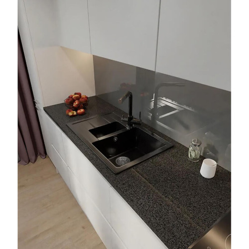 Q-775KL black 2-чаши+крыло 765*495 мм, монтаж: врезной, материал: мрамор, цвет черный Q-775KL black 2-чаши+крыло 765*495 мм, монтаж: врезной, материал: мрамор, цвет черный