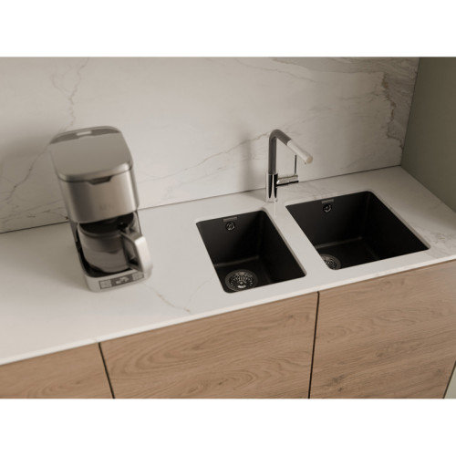 RIVELATO Мойка BERKANA 35 1-чаш 415*455, монтаж: универсальный, материал: кварц, цвет антрацит