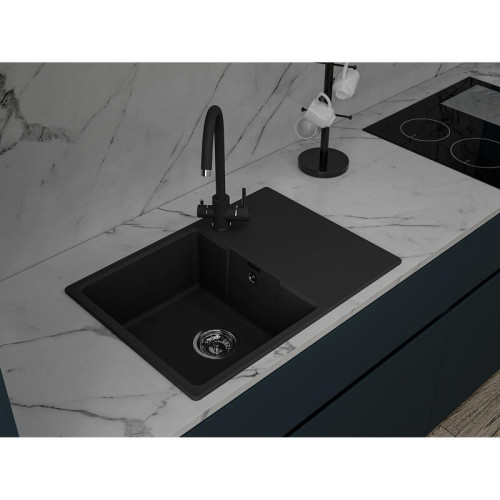 URBAN 668L black 1-чаша+крыло 680*490мм, монтаж: врезной, материал: кварц, цвет: черный