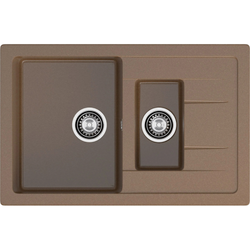 Q-775KL terracotta 2-чаши+крыло 765*495 мм, монтаж: врезной, материал: мрамор, цвет терракот