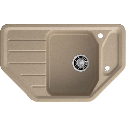 C-800E sandy 1-чаша+крыло 790*490 мм, монтаж: врезной, материал: мрамор, цвет: песочный