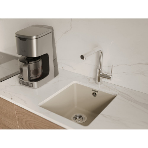 RIVELATO Мойка BERKANA 35 1-чаш 415*455, монтаж: универсальный, материал: кварц, цвет темно-бежевый