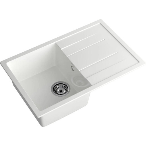 Q-780L frost 1-чаша+крыло 770*495 мм, монтаж: врезной, материал: мрамор, цвет: иней