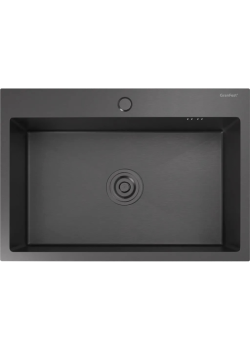 6545 PVD graphite 1 чаша 600*350*205, монтаж: врезной, материал: нержавеющая сталь, цвет: графит