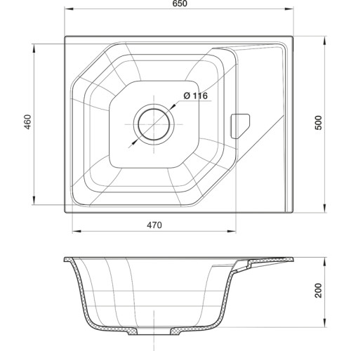 RIVELATO Мойка LOCUS 65  1-чаш 650*500, монтаж: врезной, материал: кварц, цвет: иней