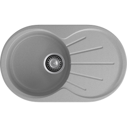 R-750L gray 1-чаша+крыло 746*455 мм, монтаж: врезной, материал: мрамор, цвет: серый