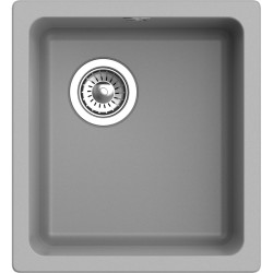 RIVELATO Мойка BERKANA 35 1-чаш 415*455, монтаж: универсальный, материал: кварц, цвет серый металлик