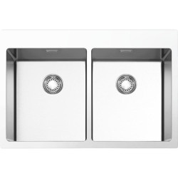 Мойка Smeg/ Мойка Smeg, сварная, из нержавеющей стали, серия Mira, 75 см, вровень со столешницей, 2 отверстия для смесителя, толщина рамки 1 мм, толщина чаши 1 мм, 2 чаши