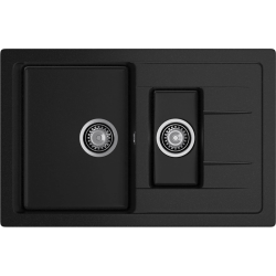 Q-775KL black 2-чаши+крыло 765*495 мм, монтаж: врезной, материал: мрамор, цвет черный