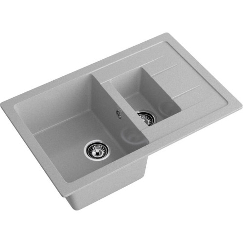 Q-775KL gray 2-чаши+крыло 765*495 мм, монтаж: врезной, материал: мрамор, цвет серый Q-775KL gray 2-чаши+крыло 765*495 мм, монтаж: врезной, материал: мрамор, цвет серый