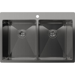 Rivelato Rinox 7450 2В PVD black Мойка нерж.сталь  2 чаши 740*500*200 мм, монтаж: врезной, материал: нержавеющая сталь, цвет: черный