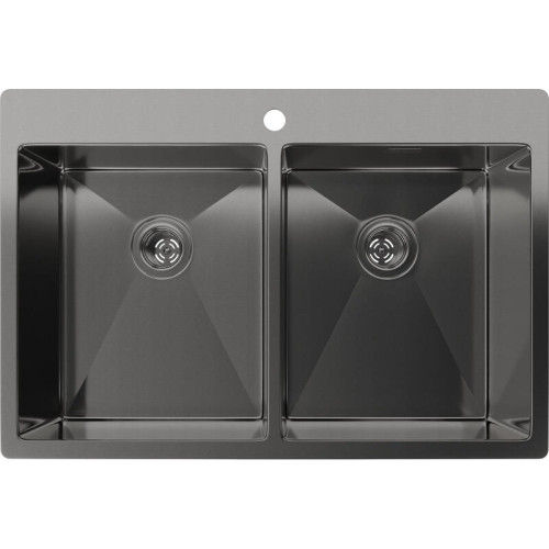 Rivelato Rinox 7450 2В PVD black Мойка нерж.сталь  2 чаши 740*500*200 мм, монтаж: врезной, материал: нержавеющая сталь, цвет: черный