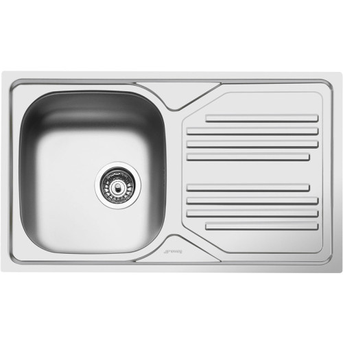 Кухонная мойка SMEG/ Мойка. Установка с бортиком 8 мм, необорачиваемая, крыло справа, нержавеющая сталь матовая