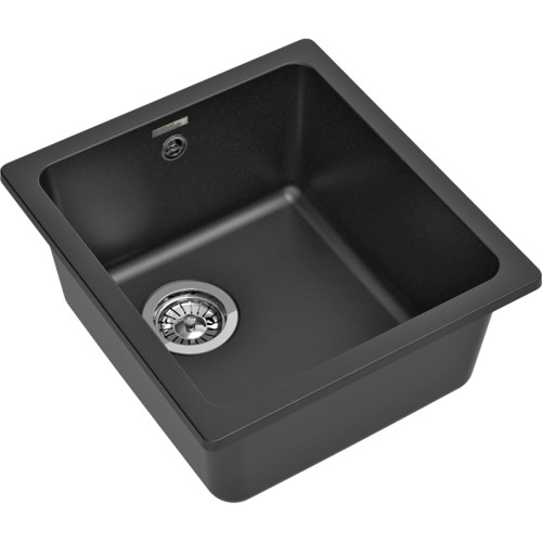RIVELATO Мойка BERKANA 35 1-чаш 415*455, монтаж: универсальный, материал: кварц, цвет антрацит